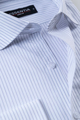 White & Grey Stripe Men's Dress Shirt